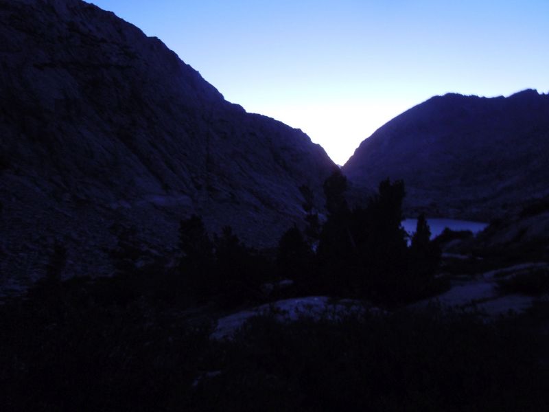 Sunset from camp in between Palisade Lakes
